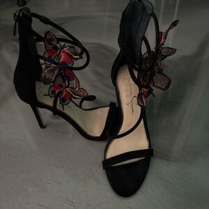 Jessica Simpson Black and Red Floral Heels